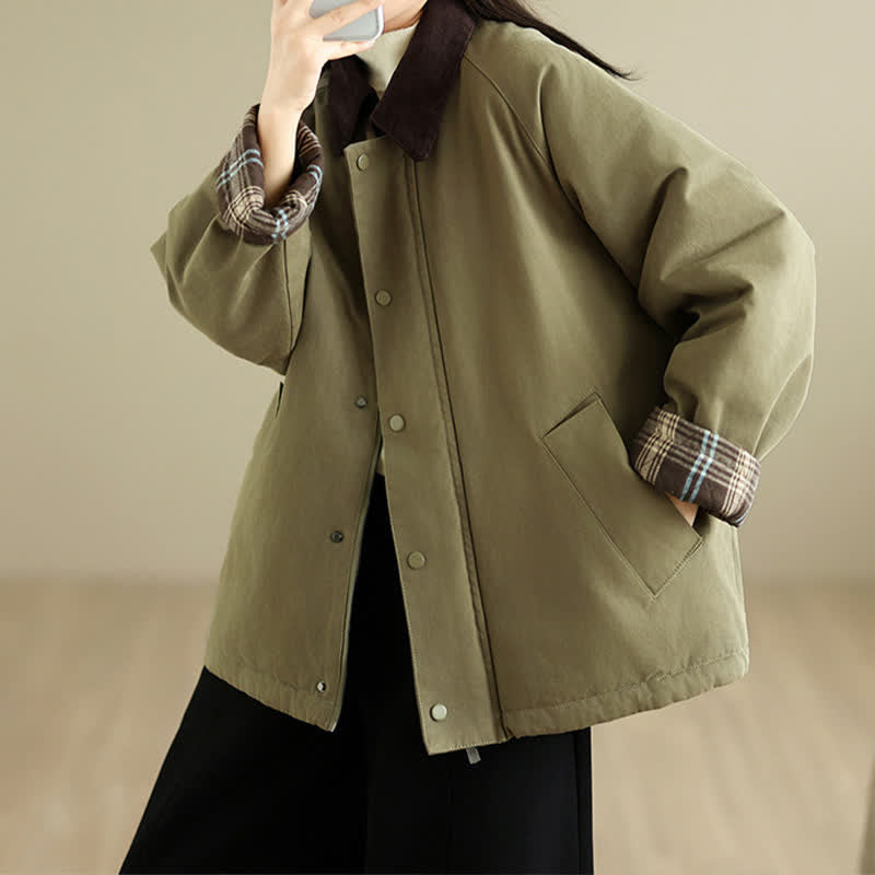 Buddha Stones Lässige, klassische Damenjacke mit Taschen für Herbst und Winter - image 9