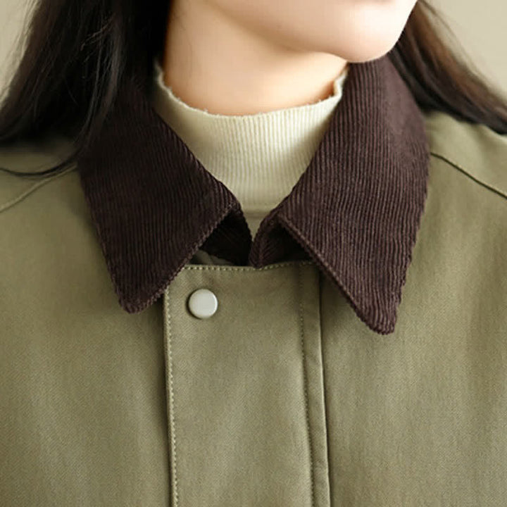 Buddha Stones Lässige, klassische Damenjacke mit Taschen für Herbst und Winter - image 12