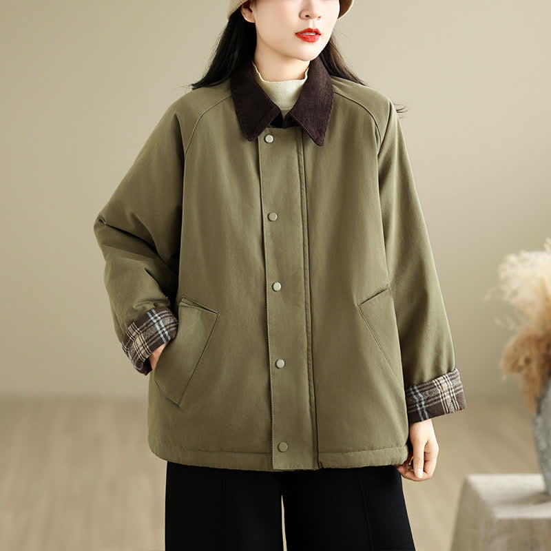 Buddha Stones Lässige, klassische Damenjacke mit Taschen für Herbst und Winter - image 7