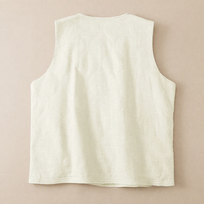 Buddha Stones Lässiges, minimalistisches Tanktop mit Kordelzug und Taschen für Damen, Herbst/Winter - image 1
