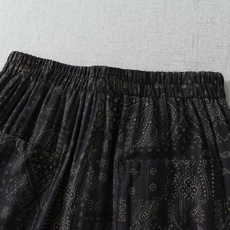 Buddha Stones Frühling/Sommer Vintage Boho Blumenmuster Cropped Hose Damen Haremshose mit Taschen - image 6