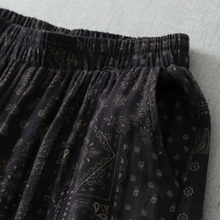 Buddha Stones Frühling/Sommer Vintage Boho Blumenmuster Cropped Hose Damen Haremshose mit Taschen - image 7