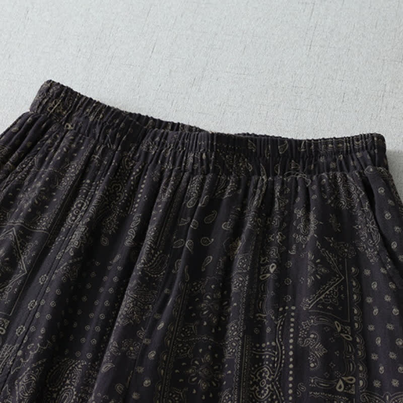 Buddha Stones Frühling/Sommer Vintage Boho Blumenmuster Cropped Hose Damen Haremshose mit Taschen - image 5