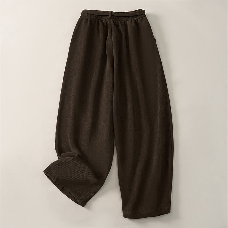 Buddha Stones Lässige, minimalistische Haremshose mit Kordelzug und Taschen für Damen – ideal für Herbst und Winter - image 1