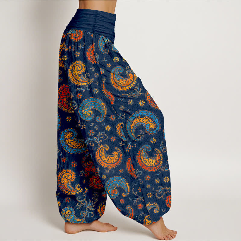 Buddha Stones Baumwoll-Haremshose mit exotischem Paisley-Muster und elastischem Bund für Damen - image 2