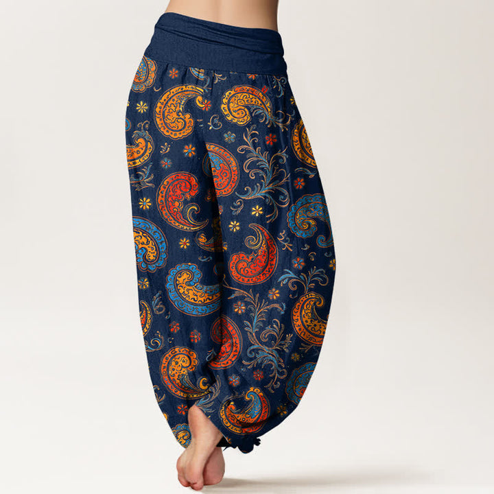 Buddha Stones Baumwoll-Haremshose mit exotischem Paisley-Muster und elastischem Bund für Damen - image 1