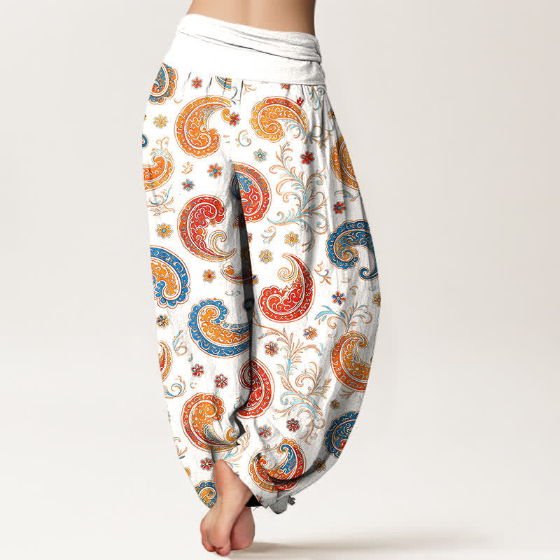 Buddha Stones Baumwoll-Haremshose mit exotischem Paisley-Muster und elastischem Bund für Damen - image 6