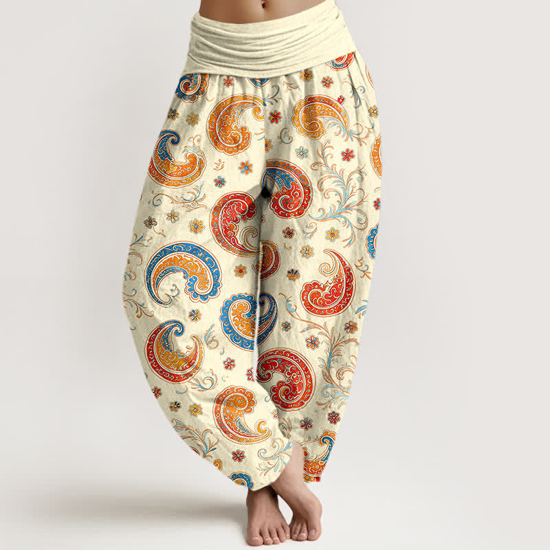 Buddha Stones Baumwoll-Haremshose mit exotischem Paisley-Muster und elastischem Bund für Damen - Beige - US16, UK/AU20, EU48 (3XL) - image 8