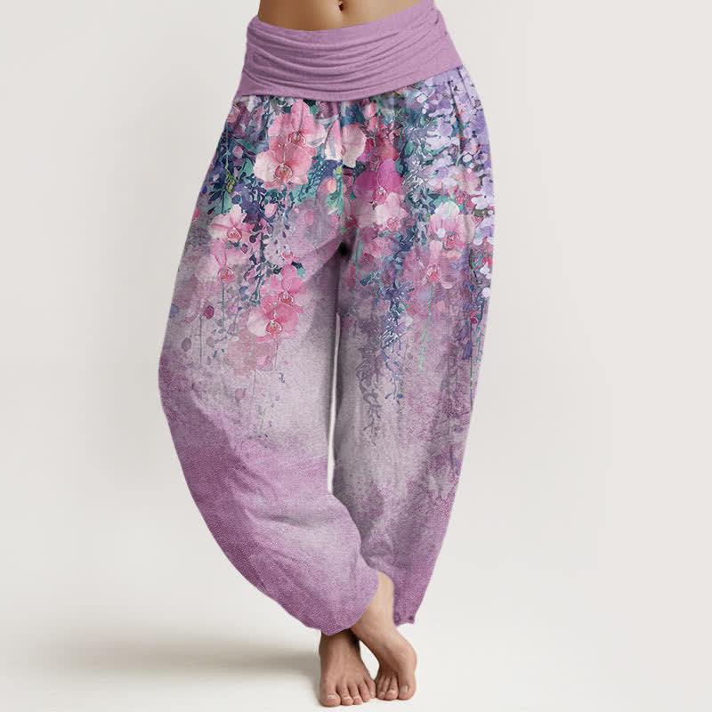 Buddha Stones Baumwoll-Haremshose mit künstlerischem Gartenblütenmuster und elastischem Bund für Damen - Distel - US16, UK/AU20, EU48 (3XL) - image 8