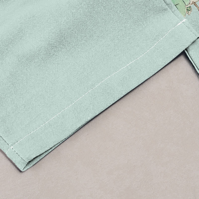 Buddha Stones Elegante Damenhose aus reiner Baumwolle mit Vogelzweigmuster, elastischem Bund und Taschen - image 1