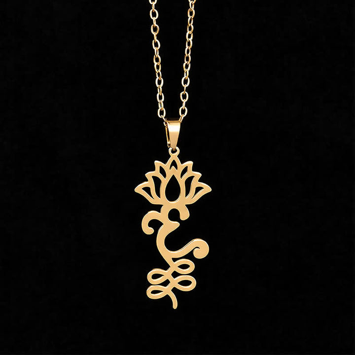 Buddha Stones Schutzkette mit durchbrochenem Lotus-Anhänger aus Titanstahl - image 9