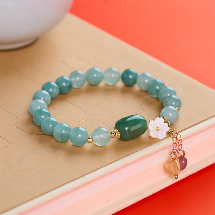 Buddha Stones Jadeblüten-Charm-Schutz-Stretch-Armband - Jade (Wohlstand ♥ Fülle) - image 0
