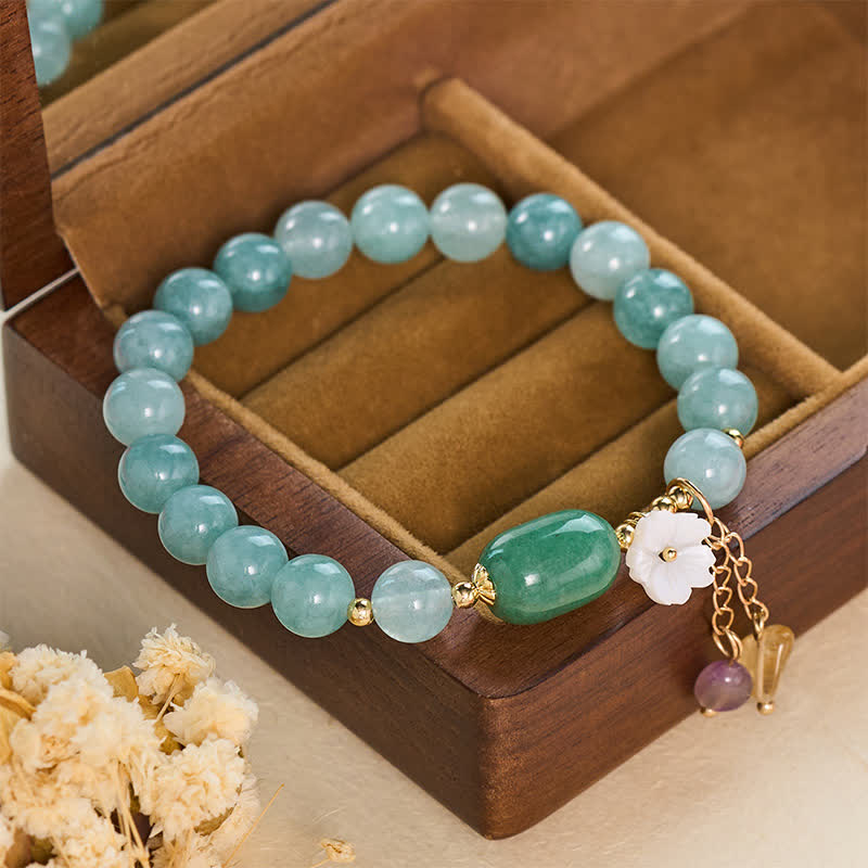 Buddha Stones Jadeblüten-Charm-Schutz-Stretch-Armband - image 1