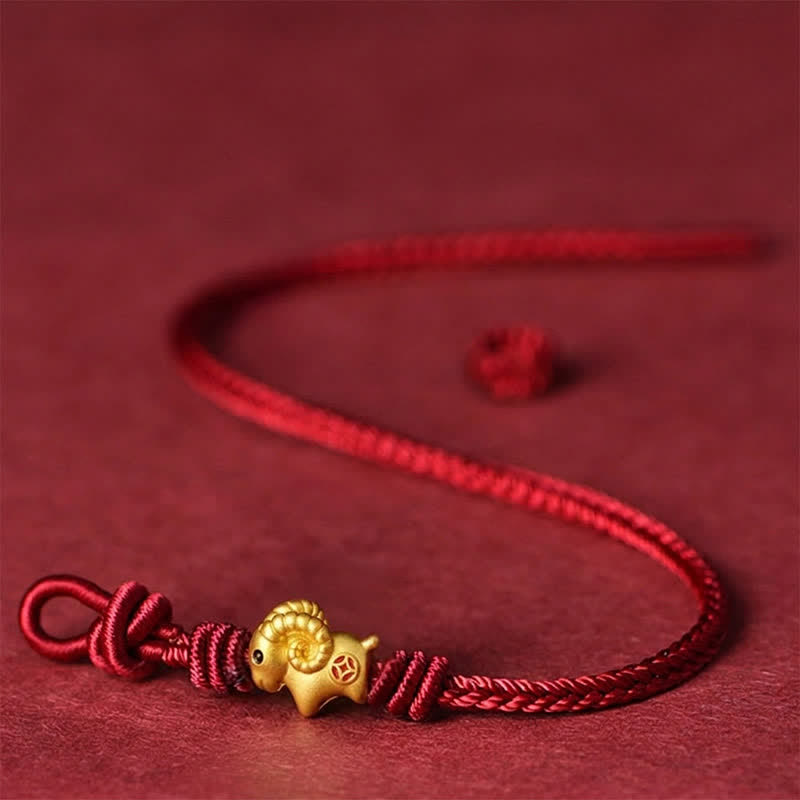 Buddha Stones Geflochtenes rotes Armband mit Ziegenanhänger - image 11