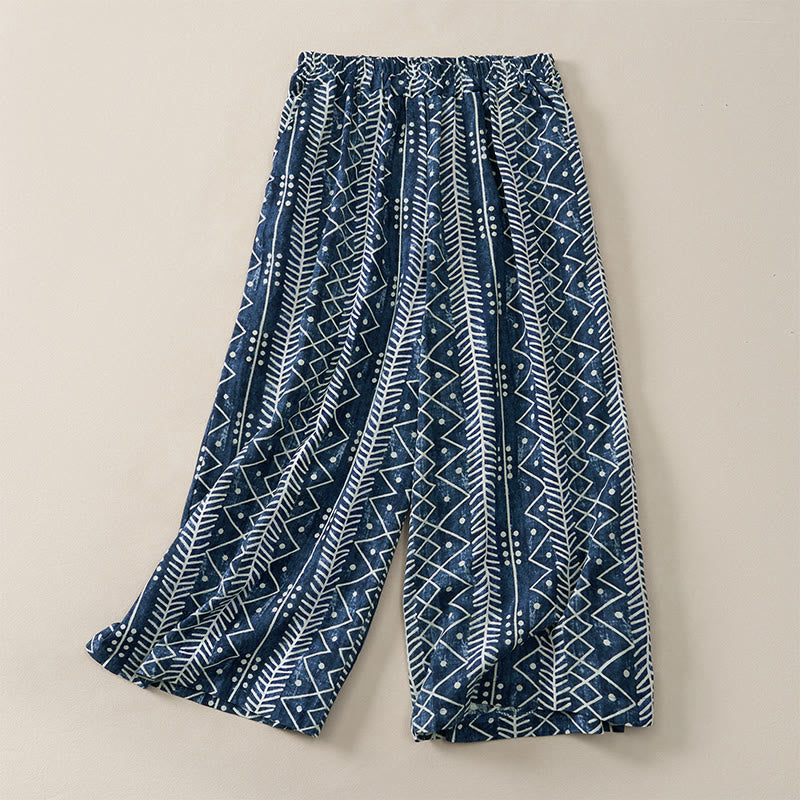 Buddha Stones mit blauen Streifen und weitem Bein sowie Taschen - US 8-10, UK/AU 12-14, EU 40-42 (2XL) - image 0