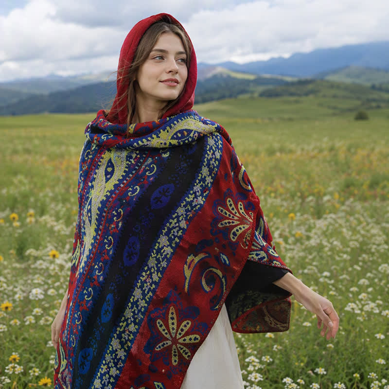 Buddha Stones Herbst/Winter Kapuzenschal mit Paisley-Muster, geometrischem Boho-Stil für Damen - image 9