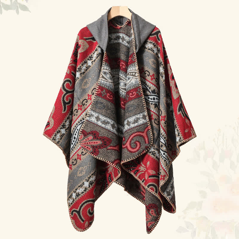 Buddha Stones Herbst/Winter Kapuzenschal mit Paisley-Muster, geometrischem Boho-Stil für Damen - image 20