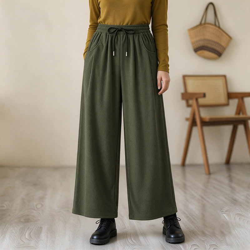 Buddha Stones Lässige, minimalistische Cordhose für Damen mit geradem Bein und Taschen – perfekt für Herbst und Winter - Dunkelolivgrün - US12, UK/AU16, EU44 (2XL) - image 0