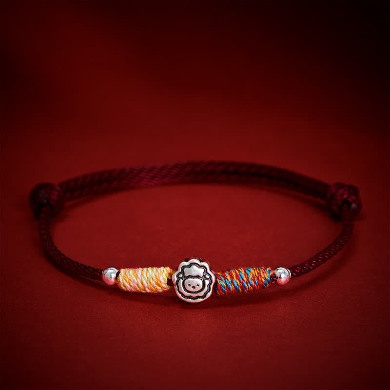 Buddha Stones Jahr des Schafes Armband aus 999er Sterlingsilber mit rotem Faden – Symbol für Glück und Schutz im chinesischen Tierkreiszeichen - image 1