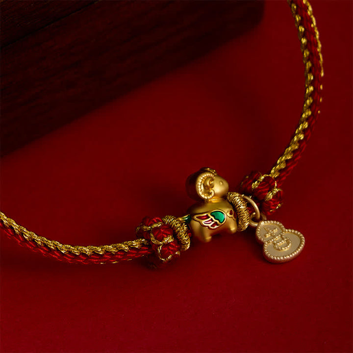 Buddha Stones Jahr des Schafes Kupfer Niedliches Schaf Lamm Kürbis Rote Schnur Stärke Armband - image 3
