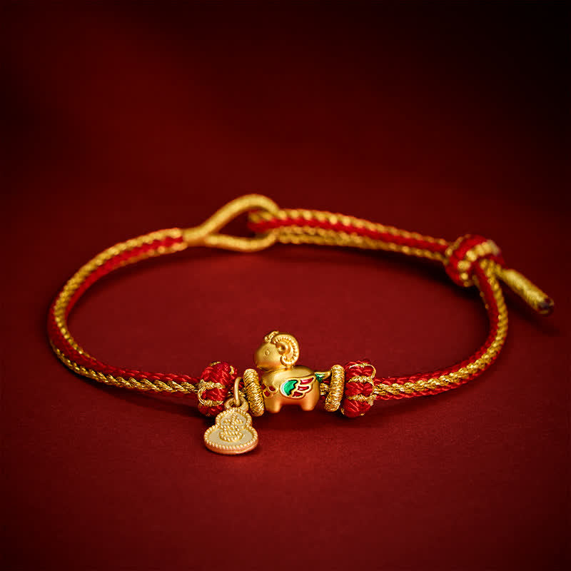 Buddha Stones Jahr des Schafes Kupfer Niedliches Schaf Lamm Kürbis Rote Schnur Stärke Armband - Rotes Band (Handgelenkumfang: 14-23 cm) - image 0