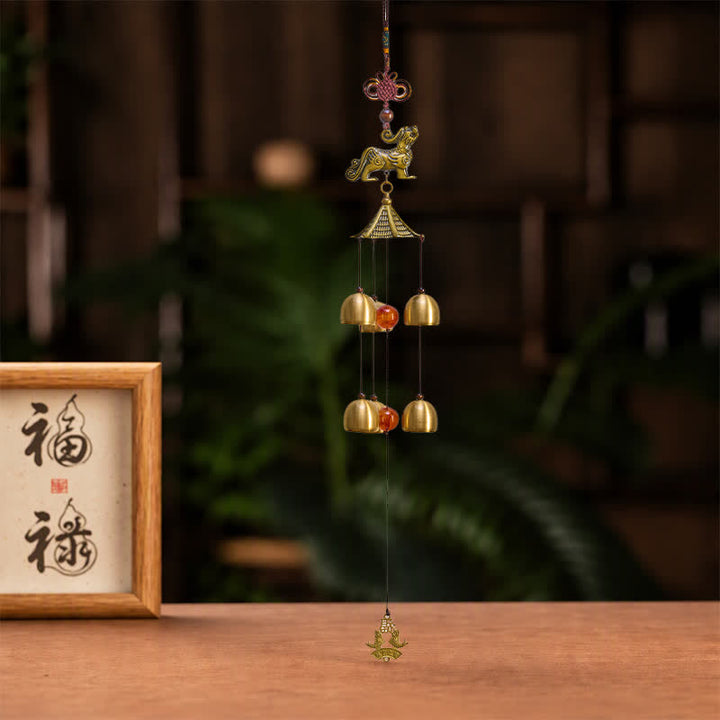 Buddha Stones Kupferner Pi Xiu Wohlstandsturm Sechs Glocken Wohlstands-Windspiel - image 2