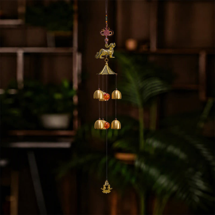Buddha Stones Kupferner Pi Xiu Wohlstandsturm Sechs Glocken Wohlstands-Windspiel - image 3
