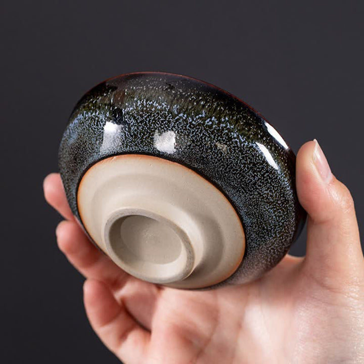 Buddha Stones Dunkel gesprenkelte Keramik-Teetasse mit Ahornblattmuster - image 3