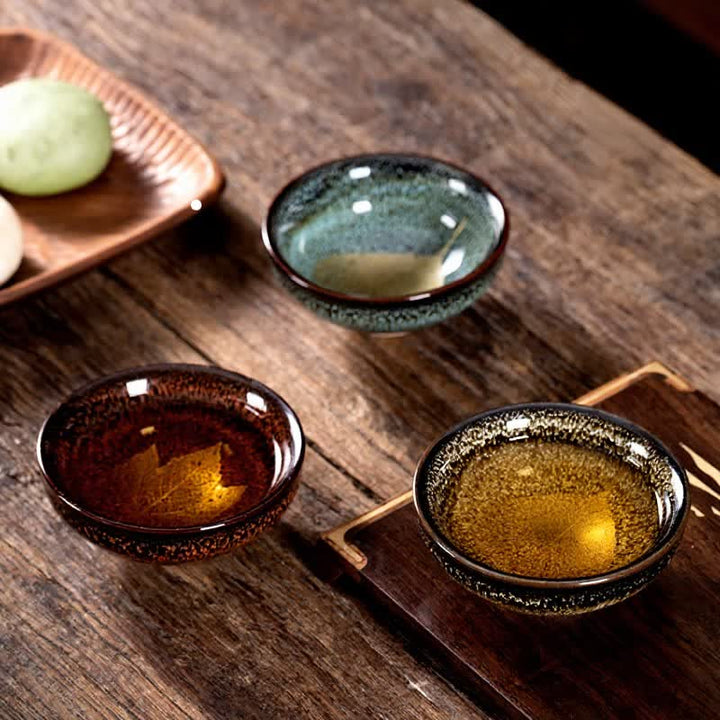 Buddha Stones Dunkel gesprenkelte Keramik-Teetasse mit Ahornblattmuster - image 11