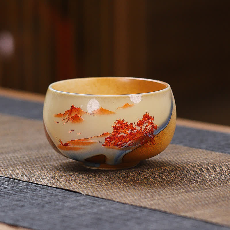 Buddha Stones Vintage-Teetasse aus Keramik mit Lotusmotiv und Aufklärungsmotiv - Berg - image 1
