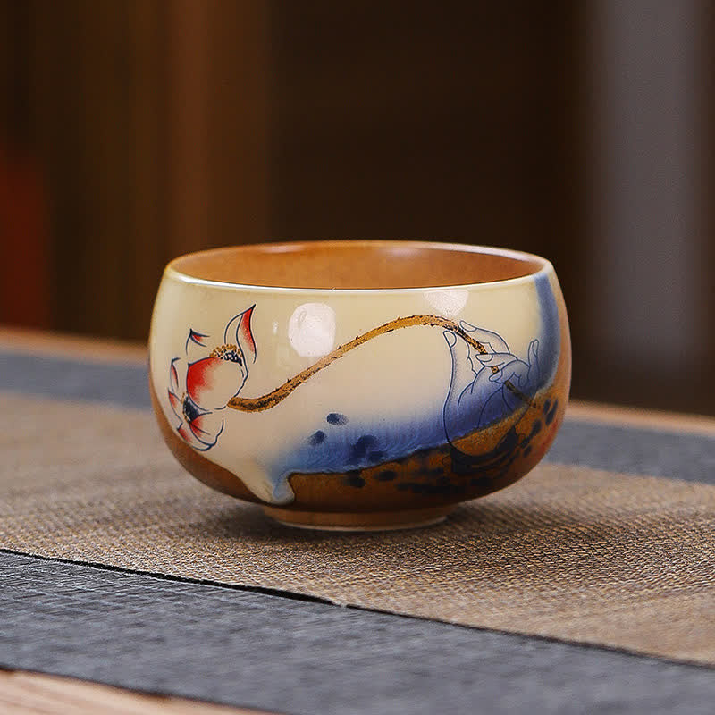 Buddha Stones Vintage-Teetasse aus Keramik mit Lotusmotiv und Aufklärungsmotiv - Lotus - image 0