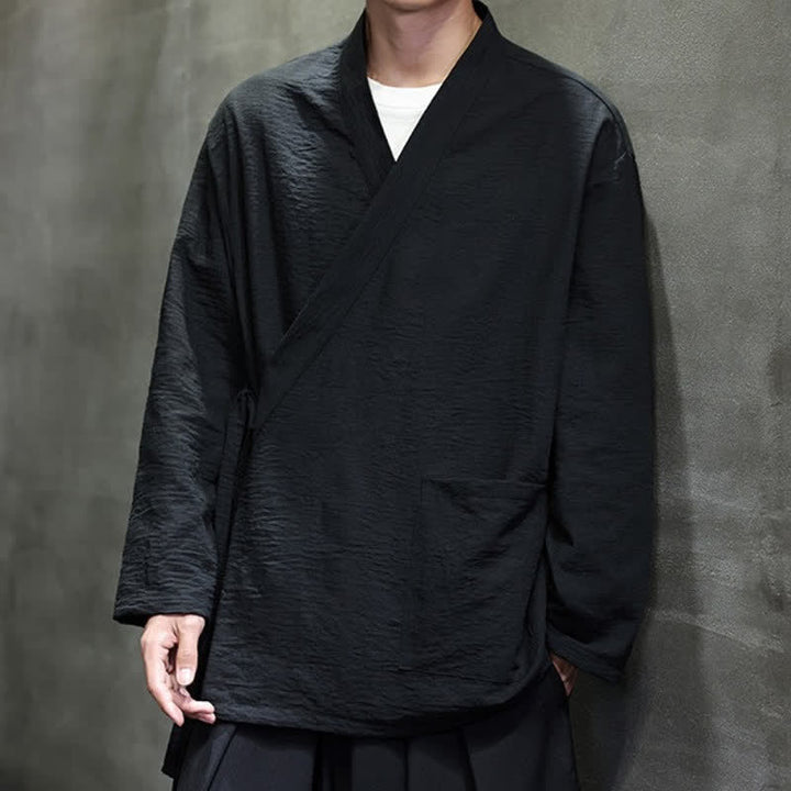 Buddha Stones Minimalistischer Kimono für Herren im Spring Tang Style mit Kordelzug und Tasche - image 19