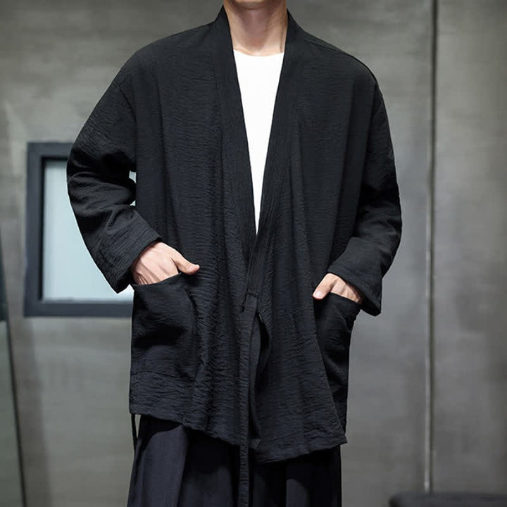Buddha Stones Minimalistischer Kimono für Herren im Spring Tang Style mit Kordelzug und Tasche - image 18
