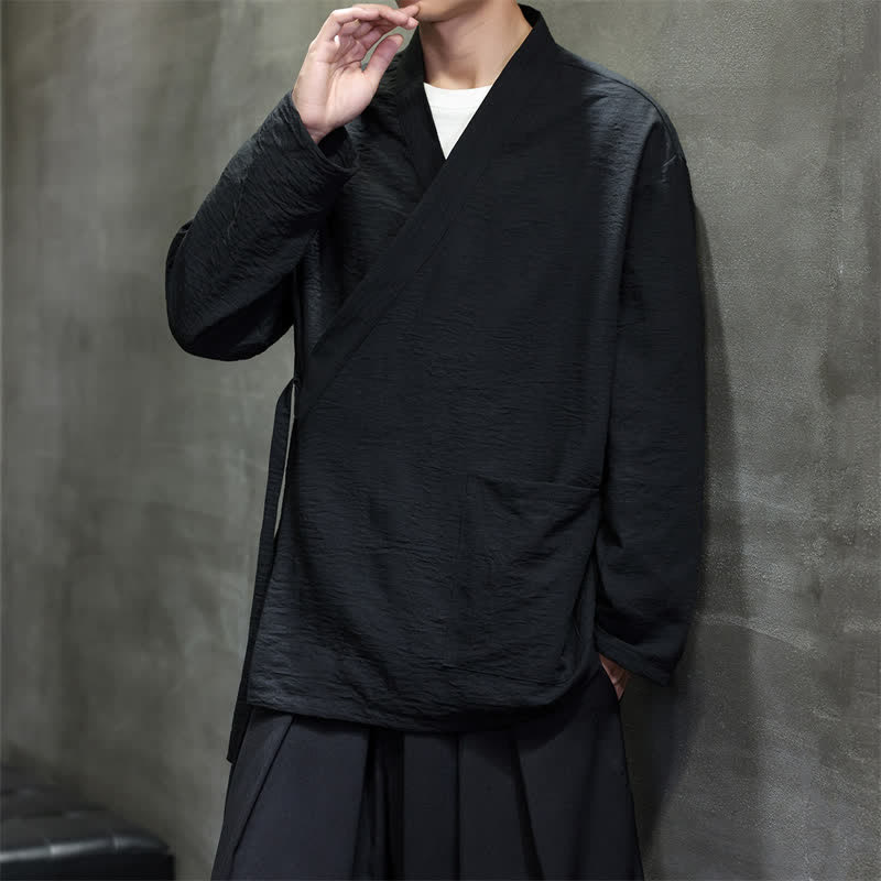Buddha Stones Minimalistischer Kimono für Herren im Spring Tang Style mit Kordelzug und Tasche - image 22
