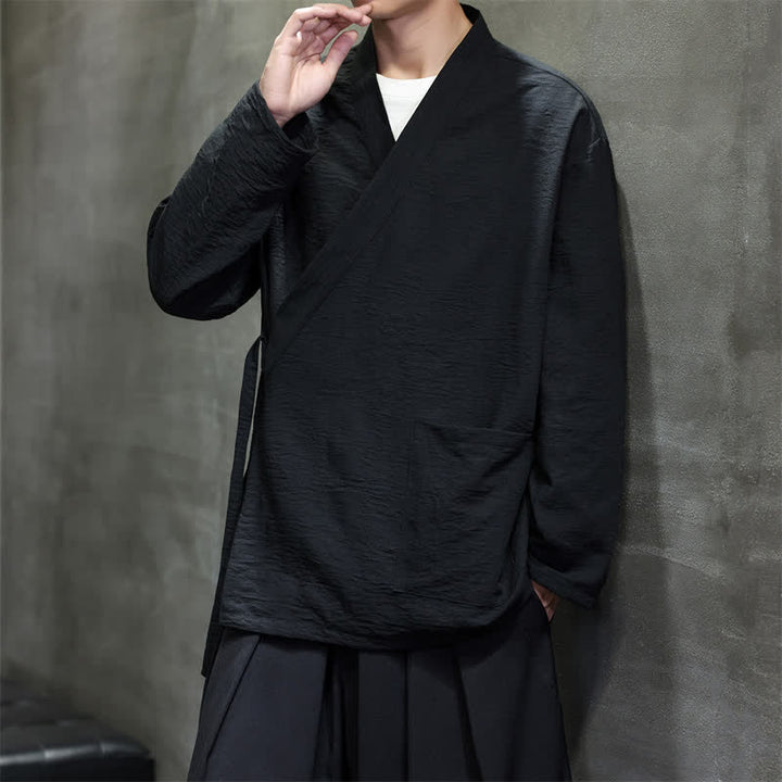 Buddha Stones Minimalistischer Kimono für Herren im Spring Tang Style mit Kordelzug und Tasche - image 22