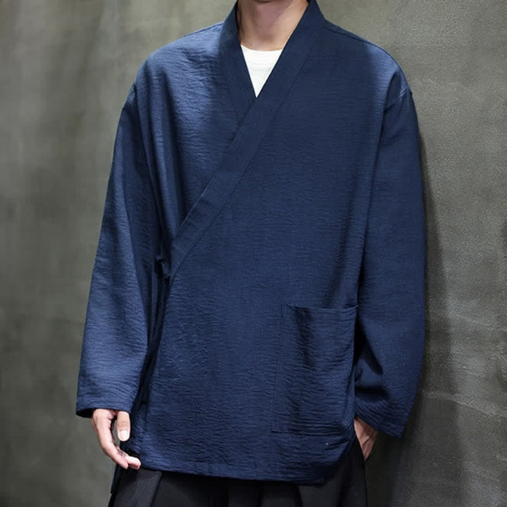 Buddha Stones Minimalistischer Kimono für Herren im Spring Tang Style mit Kordelzug und Tasche - image 11
