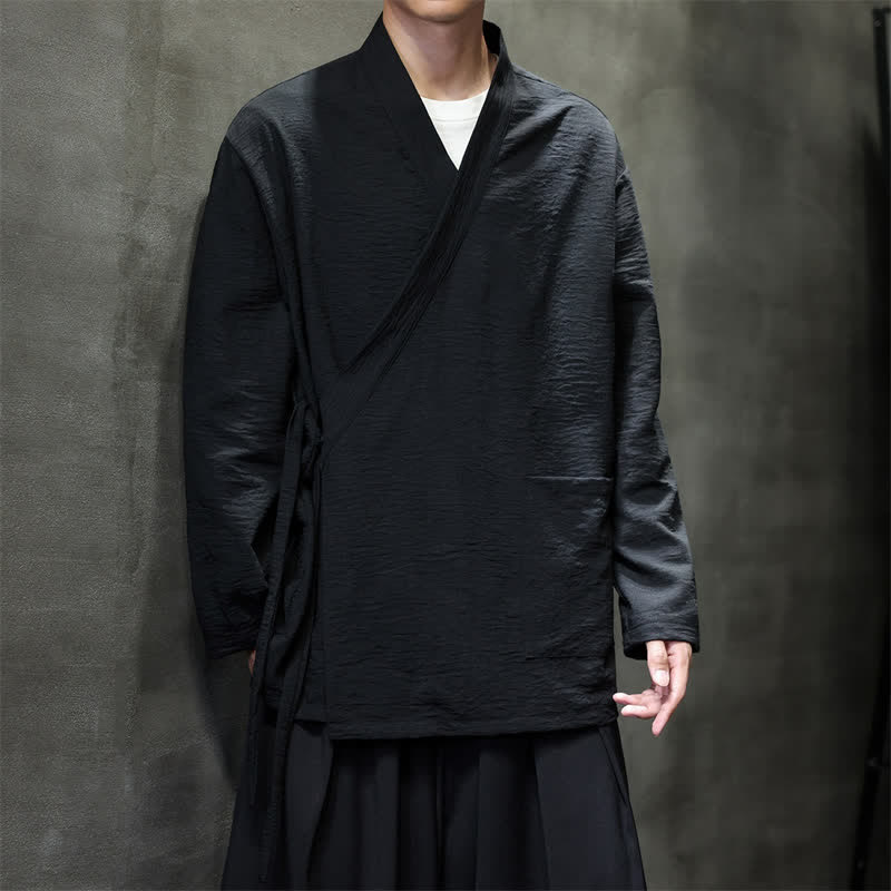 Buddha Stones Minimalistischer Kimono für Herren im Spring Tang Style mit Kordelzug und Tasche - image 17