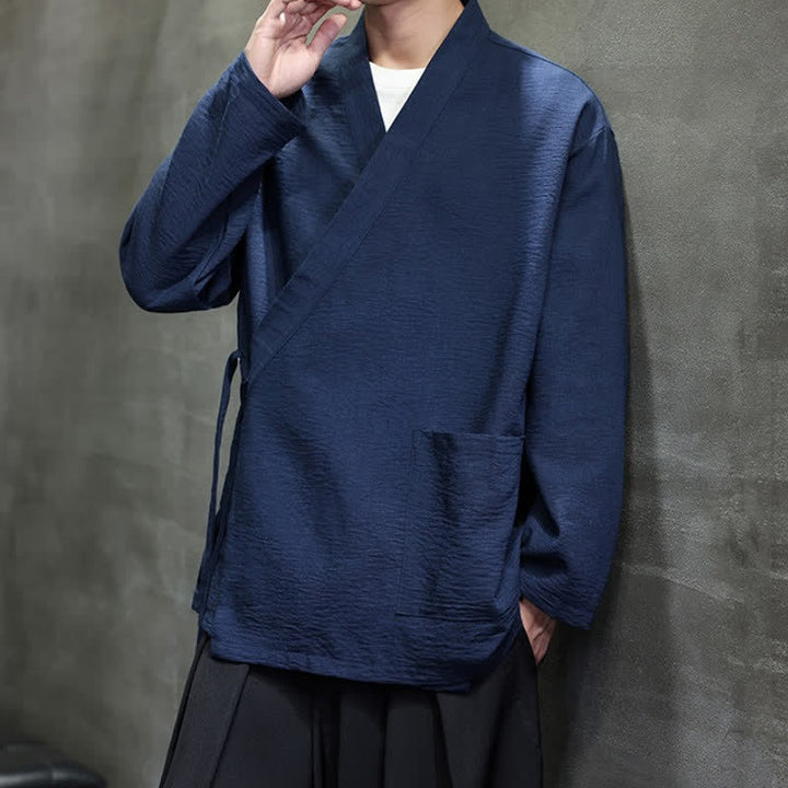 Buddha Stones Minimalistischer Kimono für Herren im Spring Tang Style mit Kordelzug und Tasche - image 8