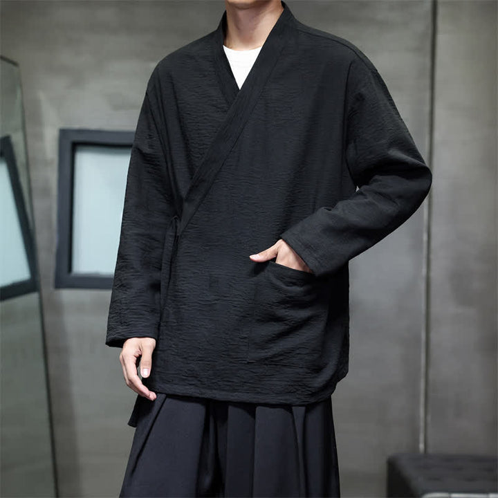 Buddha Stones Minimalistischer Kimono für Herren im Spring Tang Style mit Kordelzug und Tasche - image 21