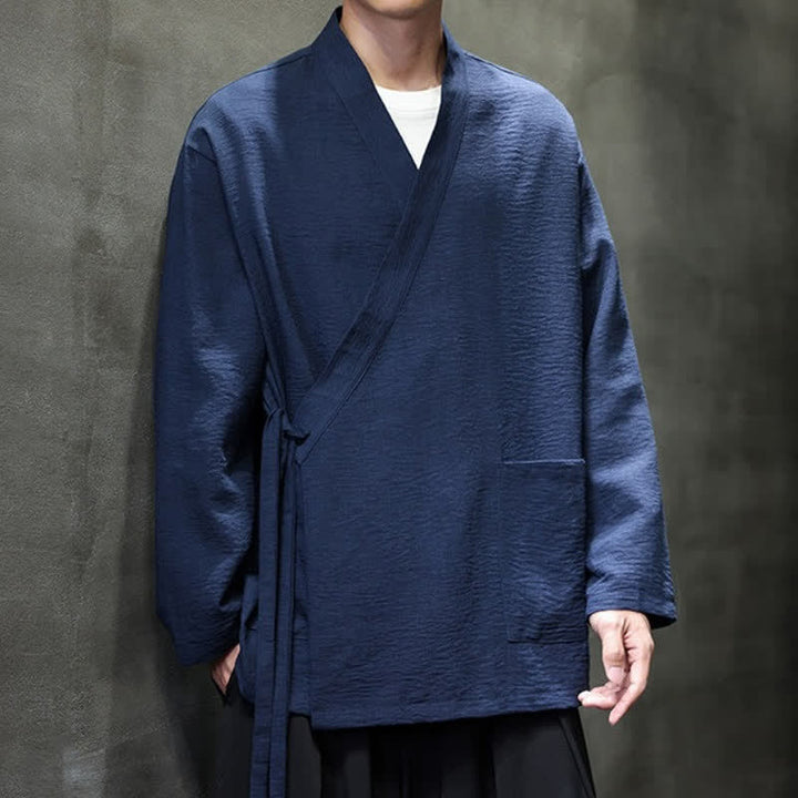 Buddha Stones Minimalistischer Kimono für Herren im Spring Tang Style mit Kordelzug und Tasche - image 7