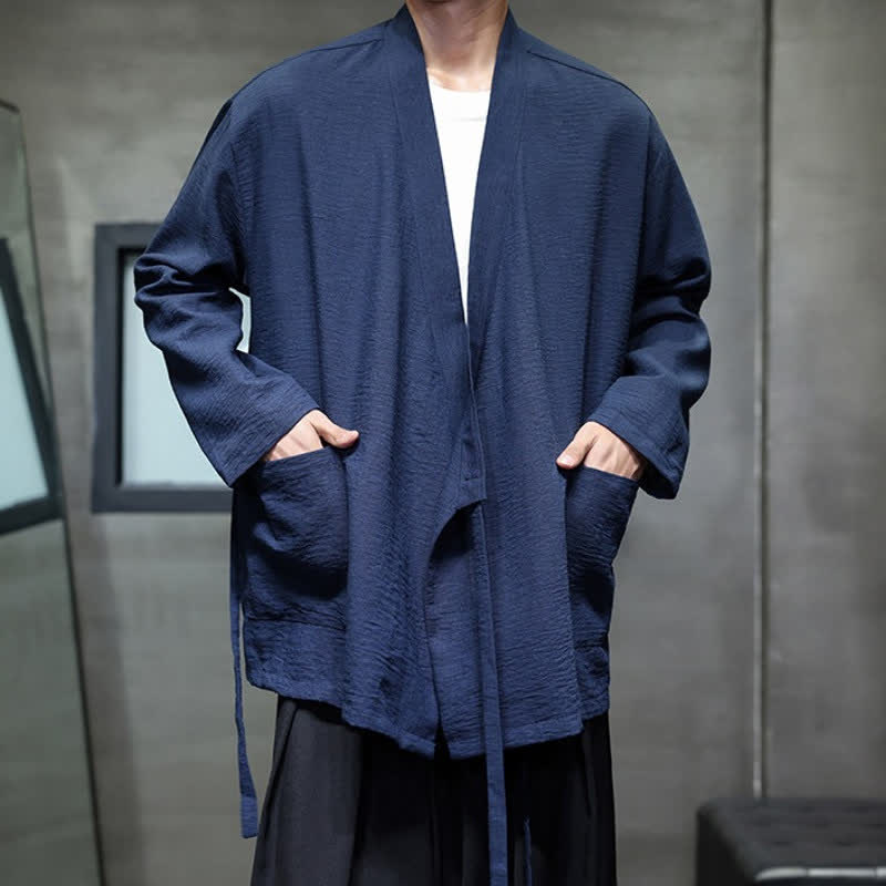 Buddha Stones Minimalistischer Kimono für Herren im Spring Tang Style mit Kordelzug und Tasche - image 9