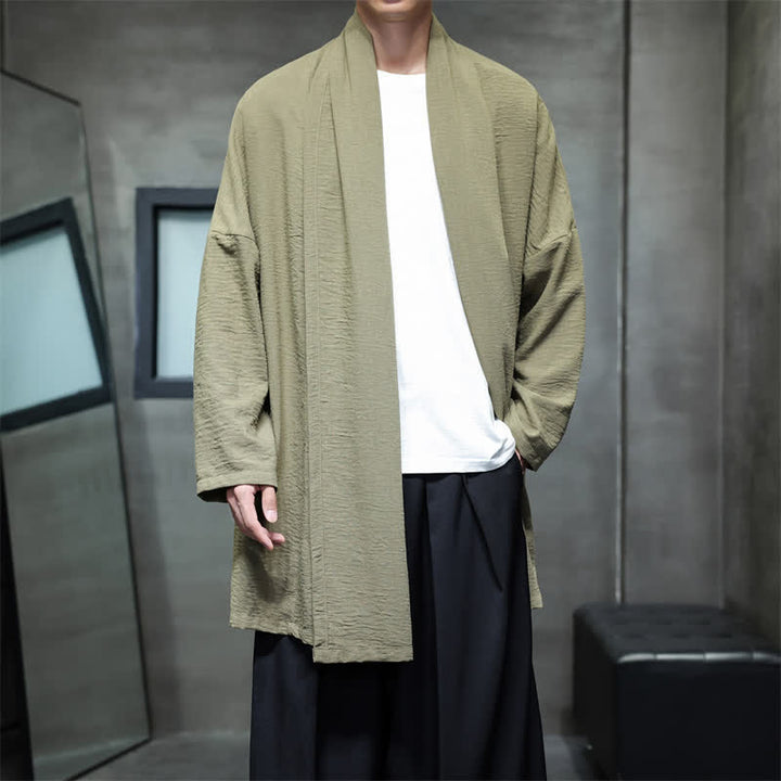 Buddha Stones Klassischer, minimalistischer Kimono für Herren mit Tasche - image 6