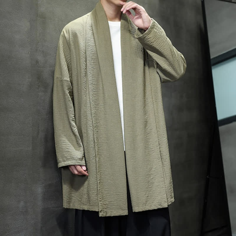 Buddha Stones Klassischer, minimalistischer Kimono für Herren mit Tasche - image 2