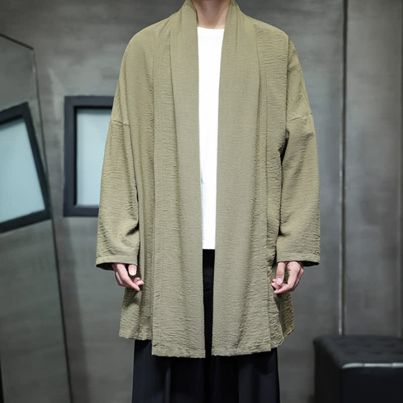Buddha Stones Klassischer, minimalistischer Kimono für Herren mit Tasche - image 1