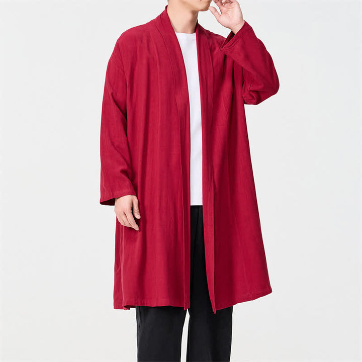 Buddha Stones Minimalistischer Retro-Kimono im Tang-Stil für Herren – einfarbig - Purpurrot - US/ UK/AU48, EU58 (5XL) - image 17