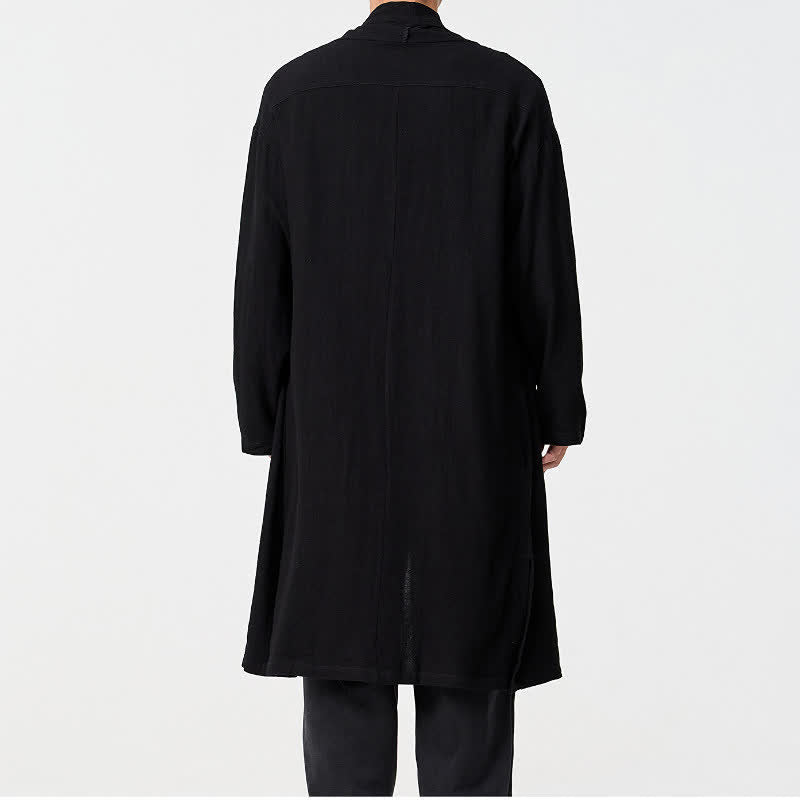 Buddha Stones Minimalistischer Retro-Kimono im Tang-Stil für Herren – einfarbig - image 14