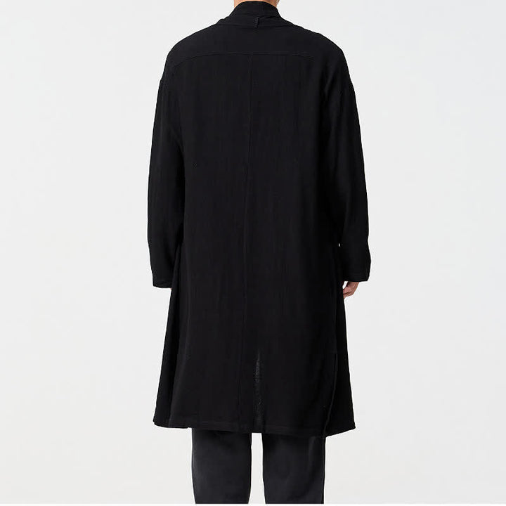 Buddha Stones Minimalistischer Retro-Kimono im Tang-Stil für Herren – einfarbig - image 14