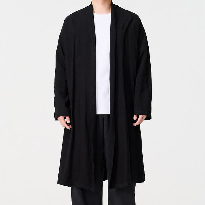 Buddha Stones Minimalistischer Retro-Kimono im Tang-Stil für Herren – einfarbig - image 11