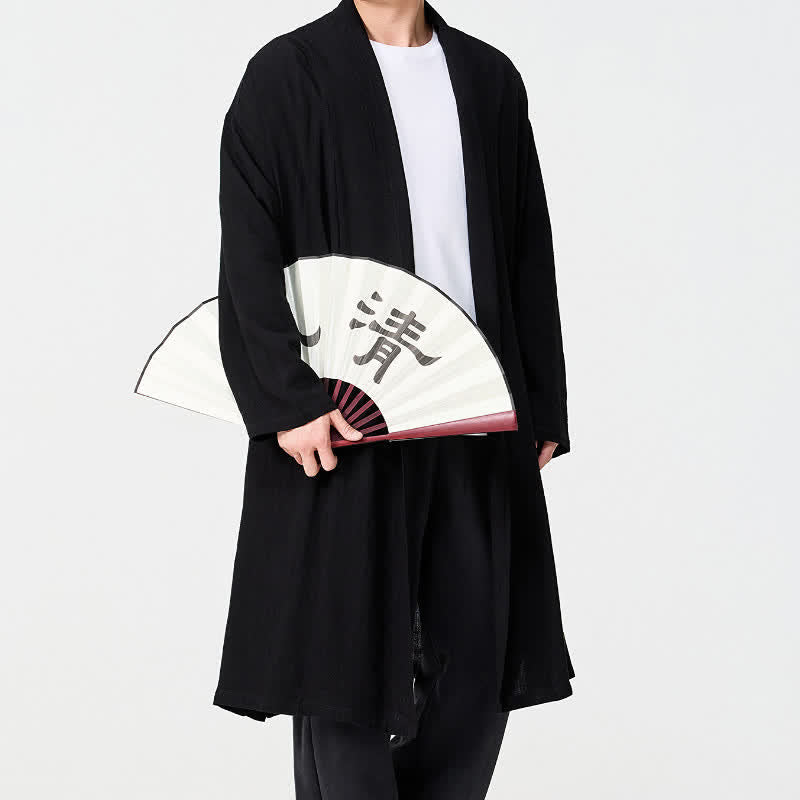 Buddha Stones Minimalistischer Retro-Kimono im Tang-Stil für Herren – einfarbig - image 12