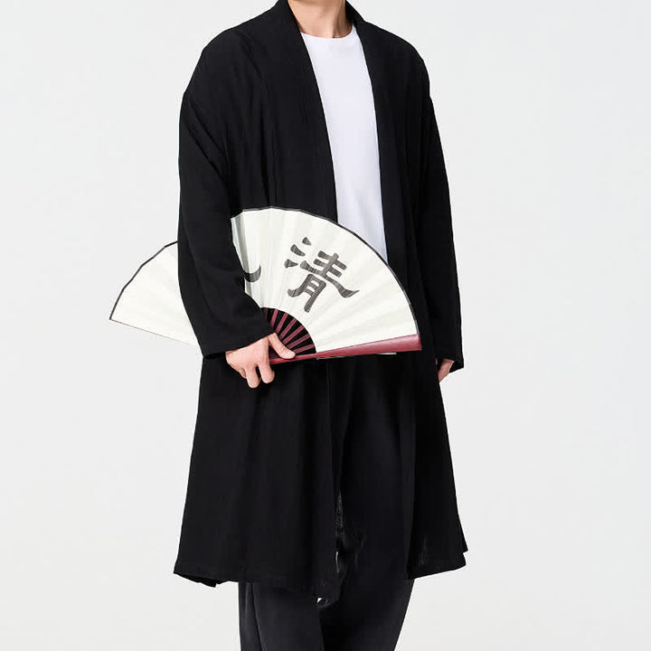 Buddha Stones Minimalistischer Retro-Kimono im Tang-Stil für Herren – einfarbig - image 12